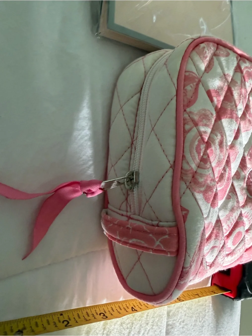 Quilted Ralph Lauren pink Cosmetic Bag with Monogram